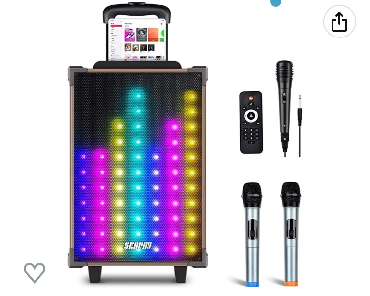 Photo 1 of Karaoke Machine for Adults and Kids, SEAPHY DJ Lights 10'' Wooden Woofer BT Connectivity Wireless PA Speaker System with 3 Handheld Microphones for Party/Meeting/Performance Cool Disco Light