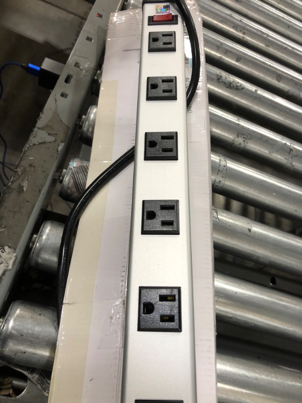 Photo 2 of JUNNUJ Metal 16 Outlet Power Strip, White Mountable Heavy Duty Power Strip, 800J Surge Protector Wall Mount Power Outlet with Switch, 15A 125V 1875W, 6 FT 14AWG Power Cord
