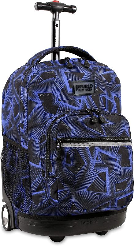 Photo 1 of                     J World New York Sunrise Rolling Backpack. Roller Bag with Wheels, Disco, 18"
                                                                                                                                                             