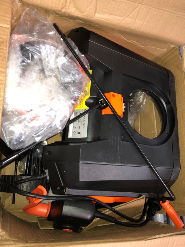 Photo 2 of Kapoo Snow Thrower, 18 Inch Electric Snow Blower, 13 Amp and Steel Auger, 180° Rotatable Chute and Overload Protection, Black & Orange bb17