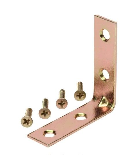 Photo 1 of 2 in. Satin Brass Corner Brace (4-Piece per Pack) 3packs