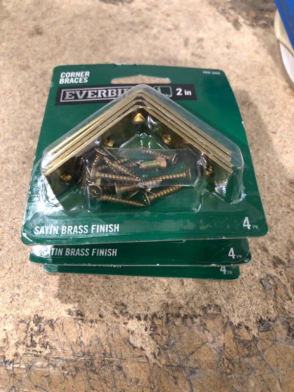 Photo 2 of 2 in. Satin Brass Corner Brace (4-Piece per Pack) 3packs