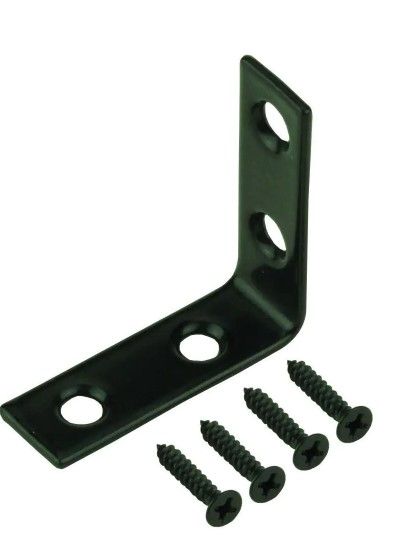 Photo 1 of 3 in. Black Corner Brace (4-Pack) 5packs