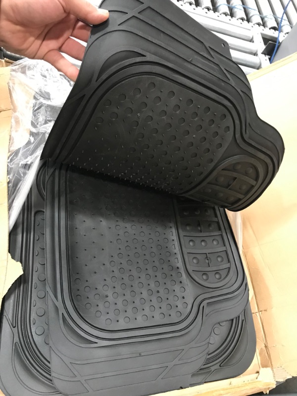 Photo 4 of Automotive Floor Mats Black Climaproof for All Weather Protection Universal Fit Heavy Duty Rubber fits Most Cars, SUVs, and Trucks (Full Set Trim to Fit) FH Group F11500BLACK