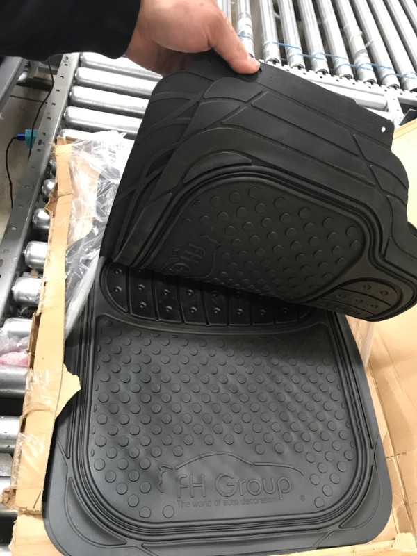 Photo 2 of Automotive Floor Mats Black Climaproof for All Weather Protection Universal Fit Heavy Duty Rubber fits Most Cars, SUVs, and Trucks (Full Set Trim to Fit) FH Group F11500BLACK