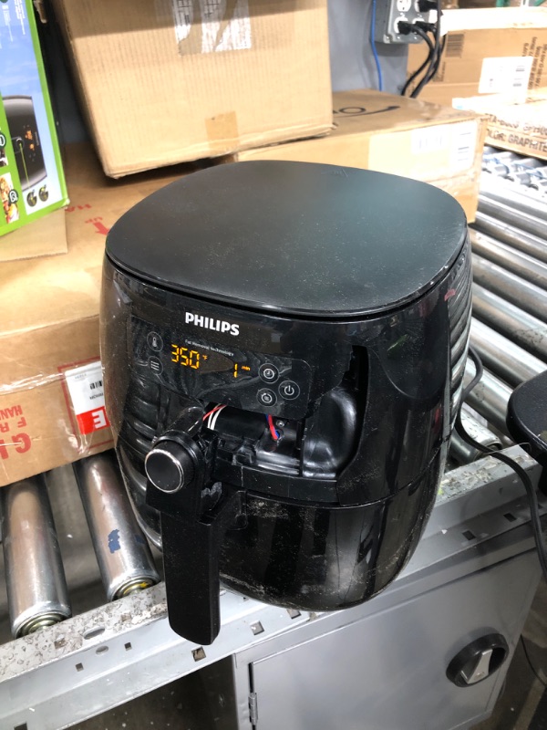 Photo 1 of ***DAMAGE FRONT/ TURNS ON*** Philips Kitchen Appliances Premium Digital Airfryer with Fat Removal Technology + Recipe Cookbook, 3 qt, Black, HD9741/99, X-Large