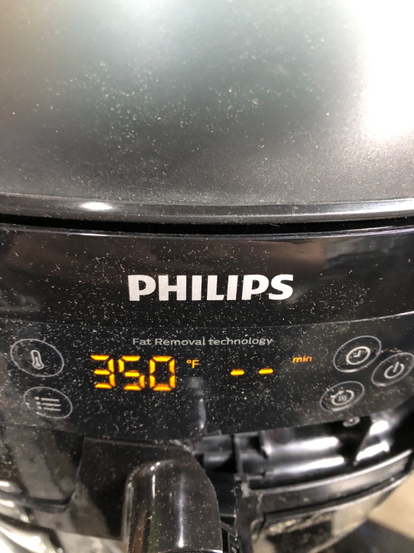 Photo 2 of ***DAMAGE FRONT/ TURNS ON*** Philips Kitchen Appliances Premium Digital Airfryer with Fat Removal Technology + Recipe Cookbook, 3 qt, Black, HD9741/99, X-Large