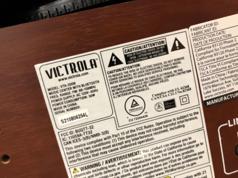 Photo 3 of **TESTED/ TURNS ON** Victrola Nostalgic 6-in-1 Bluetooth Record Player & Multimedia Center with Built-in Speakers - 3-Speed Turntable, CD & Cassette Player, FM Radio | Wireless Music Streaming | Mahogany Mahogany Entertainment Center