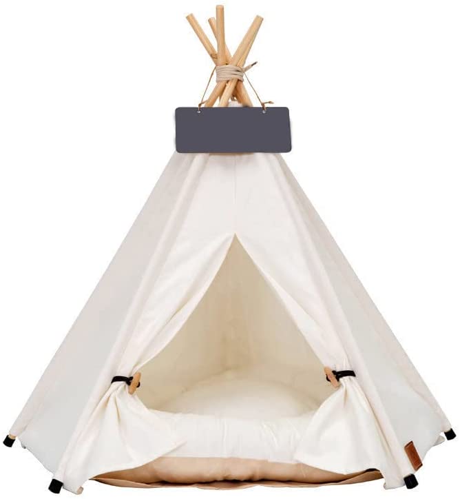 Photo 1 of *Missing Poles/Bed-Tent Cover Only* Pet Teepee Dog & Puppy Cat Bed Portable Houses with Thick Cushion for Pets Up to 15lbs
