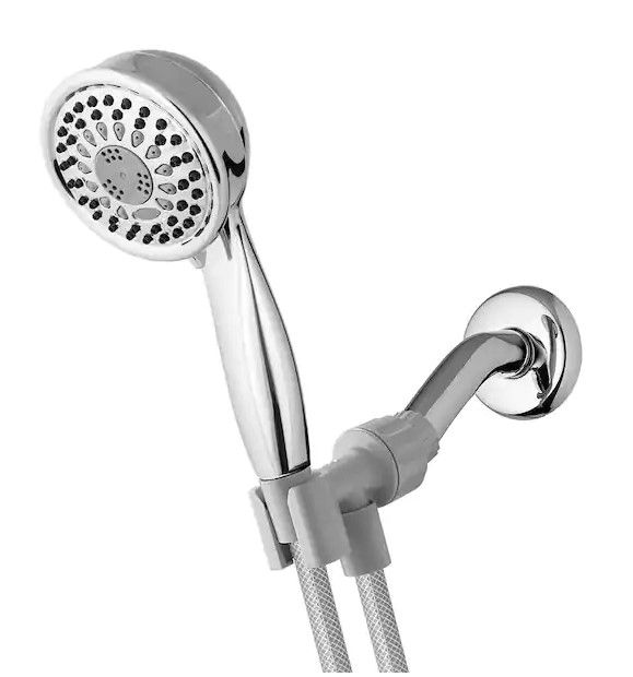 Photo 1 of *New Opened Packaged* 5-Spray 3.5 in. Single Wall Mount 1.8 GPM Handheld Shower Head in Chrome
