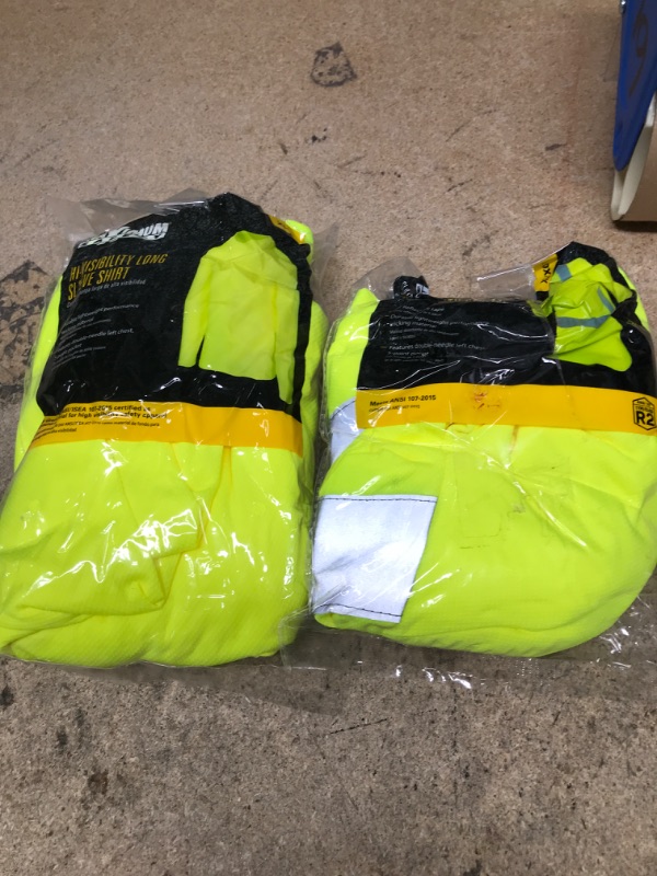 Photo 1 of Hi Vis T Shirt ANSI Class 3 Reflective Safety Lime Orange Short Long Sleeve HIGH Visibility Set of 2