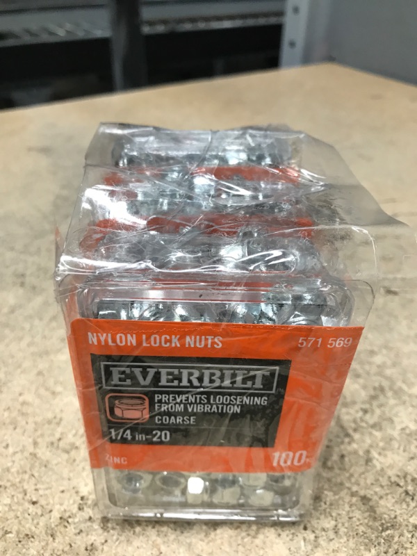 Photo 2 of 1/4 in.-20 Zinc Plated Nylon Lock Nut (100-Pack) Set of 5