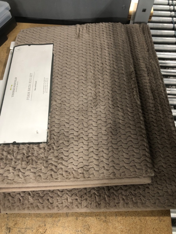 Photo 2 of 2pk Fuzzy Foam Bath Rug Brown - Threshold&#8482;