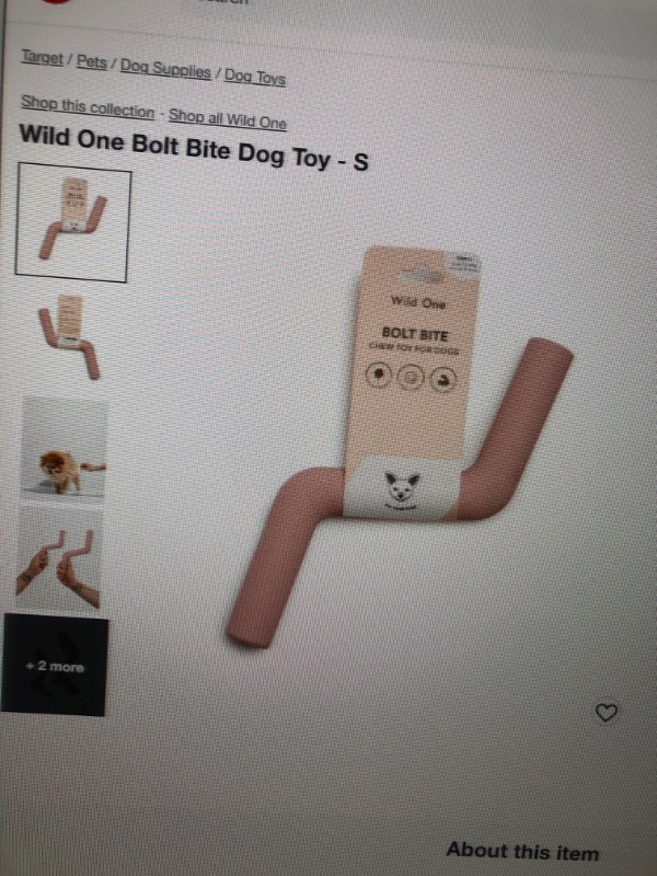 Photo 1 of (pack of 2) Wild One Bolt Bite Dog Toy - S

