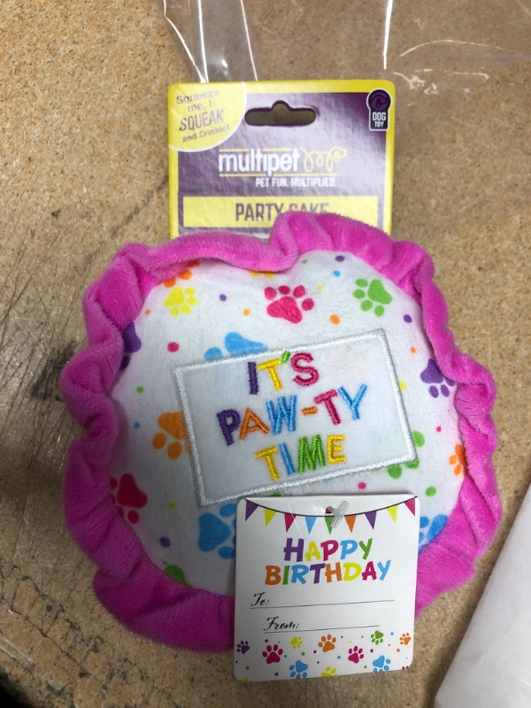 Photo 1 of (pack of 2) Multipet Let&#39;s Party Cake Dog Toy - Blue - 4.5&#34;