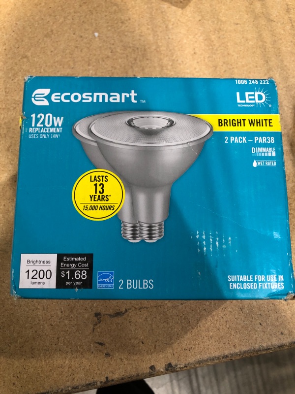 Photo 2 of 120-Watt Equivalent PAR38 Dimmable ENERGY STAR Flood LED Light Bulb Bright White (2-Pack)