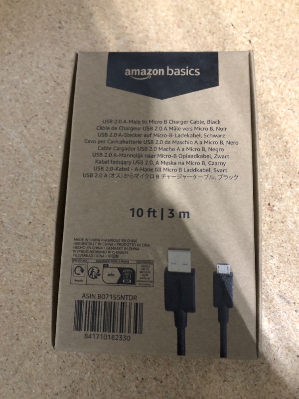 Photo 2 of Amazon Basics USB 2.0 A-Male to Micro B Cable, 10 feet, Black