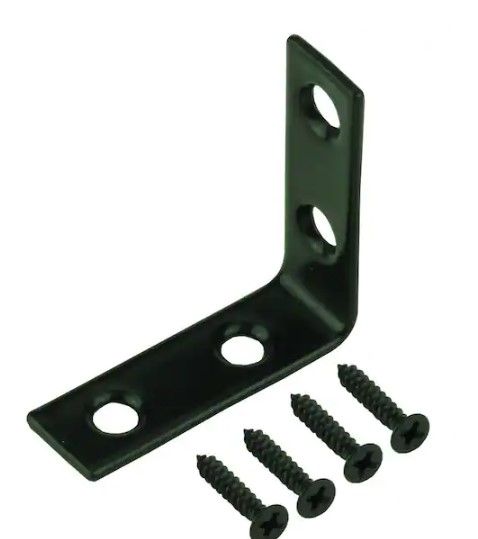 Photo 1 of 1-1/2 in. Black Corner Brace (4-Pack)
