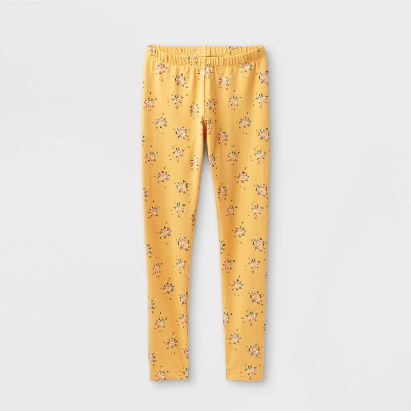 Photo 1 of (Size S 6-6X) 
Cat & Jack Floral Yellow Leggings 
Cat & Jack Love Freely Freely Shirt 