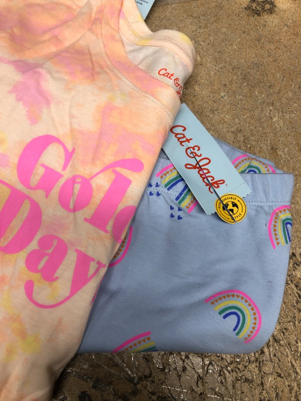 Photo 3 of (Size L 10-12) 
Girs' Tie-Dye Short Seeve T-Shirt - Cat & Jack™
& Rainbow Leggings 