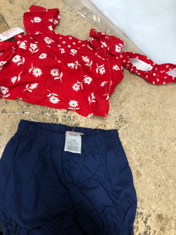 Photo 2 of Baby Girls' 2pc Floral Chambray Top & Bottom Set with Headband - Just One You® Made by Carter's Red/Navy (Size NB) 