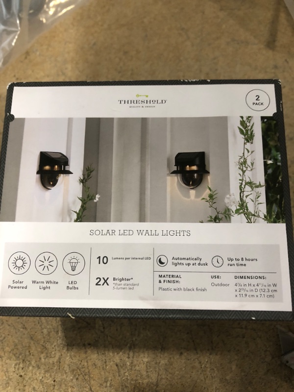 Photo 2 of 2pk Double Hooded Solar Wall Lights Black - Threshold™
