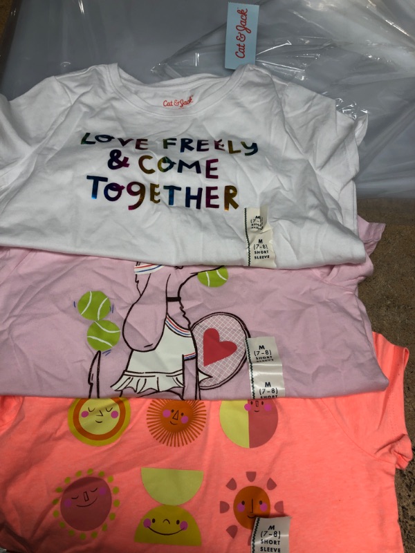 Photo 4 of (Size M 7/8)
Girls' 'Love Freely' Short Sleeve Graphic T-Shirt - Cat & Jack™
Girls' 'Tennis Puppy' Short Sleeve Graphic T-Shirt - Cat & Jack™ Light
Cat & Jack Girl's Neon Peach Shirt "Let the Sun Shine"