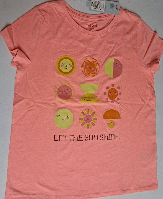 Photo 3 of (Size M 7/8)
Girls' 'Love Freely' Short Sleeve Graphic T-Shirt - Cat & Jack™
Girls' 'Tennis Puppy' Short Sleeve Graphic T-Shirt - Cat & Jack™ Light
Cat & Jack Girl's Neon Peach Shirt "Let the Sun Shine"