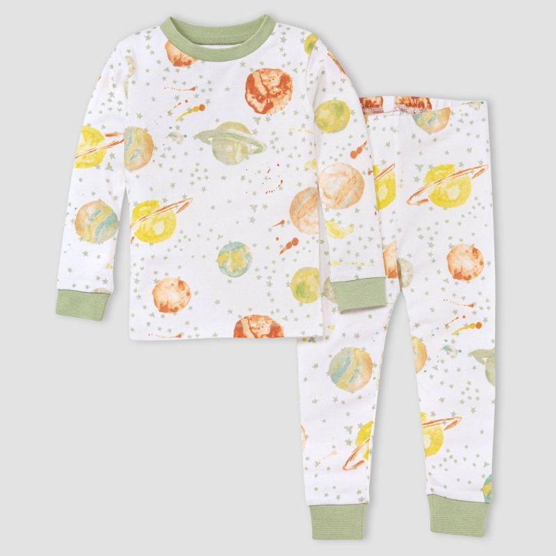 Photo 1 of Burt's Bees Baby® Toddler Boys' 2pc Watercolor Galaxy Organic Cotton Snug Fit Pajama Set - Light