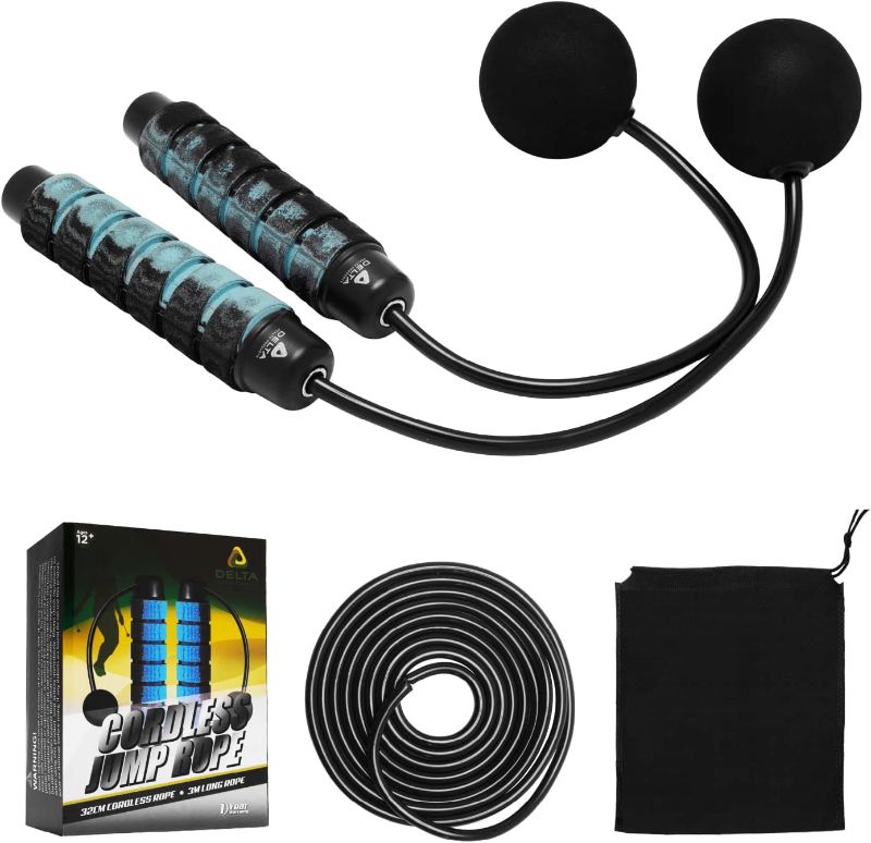 Photo 2 of Jump rope that is Cordless- Weighted Ropeless Training Skipping Rope for all fitness levels, Men, Women & Kids can use it for weight loss, boxing, Crossfit Indoor Outdoor Workout, MMA WOD Training, BOD Rope Beachbody MBF, It’s lightweight, compact, & idea