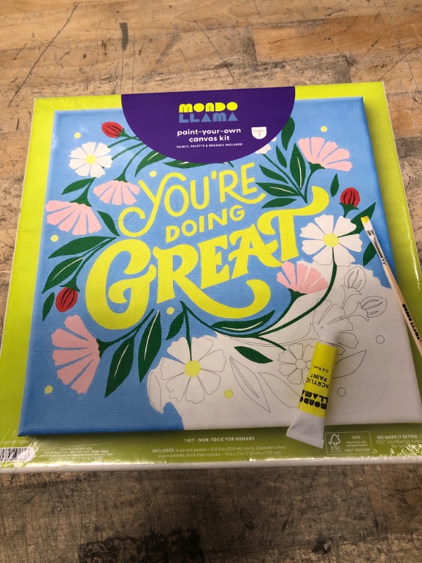 Photo 1 of 11"x11" Paint-Your-Own Canvas Kit You're Doing Great - Mondo Llama™
