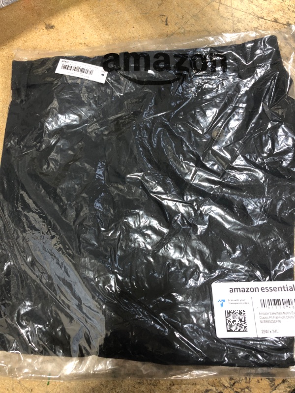 Photo 2 of Amazon Essentials Men's Classic-Fit Expandable-Waist Flat-Front Dress Pant Polyester Black 29W x 34L