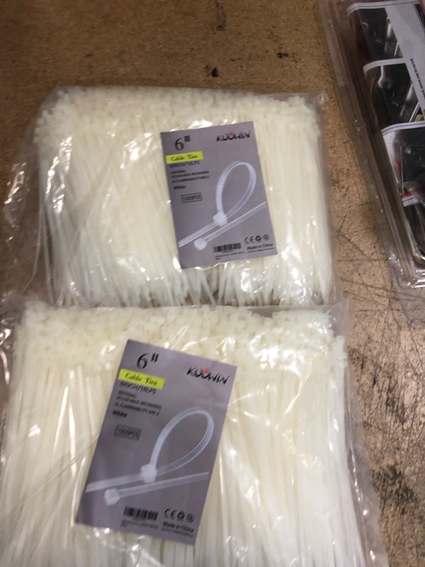 Photo 2 of 1000 Pack 6 Inch Bulk KOOWIN Nylon Plastic Cable Zip Ties Small Wire Wraps White
