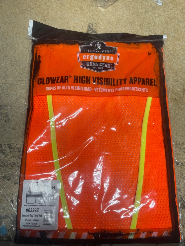 Photo 2 of Ergodyne GloWear 8229Z ANSI Economy Two-Tone High Visibility Orange Safety Vest, 4XL/5XL Orange XXXX-Large/XXXXX-Large