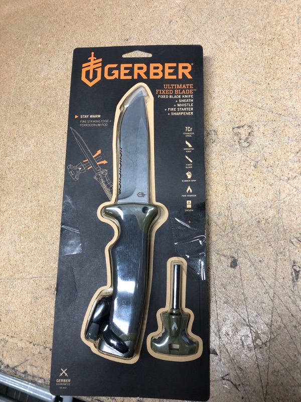 Photo 2 of Gerber Gear Ultimate Knife, Tactical Knife with Fire Starter, Sharpener, and Knife Sheath, 4.75” Blade (31-003941)