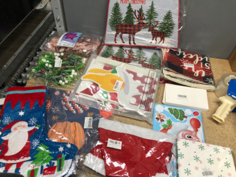 Photo 1 of 12 Count Christmas/Holiday Bundle- Décor, Stocking, Pillow Cases, Garland, Gift Boxes, Etc... 