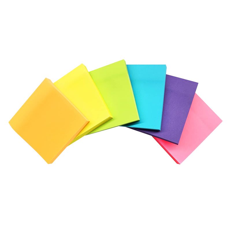 Photo 1 of **SET OF 3** Sticky Notes, 3x3 Bright Colors Self-Stick Pads, 6Pack, 100 Sheets Per Pack