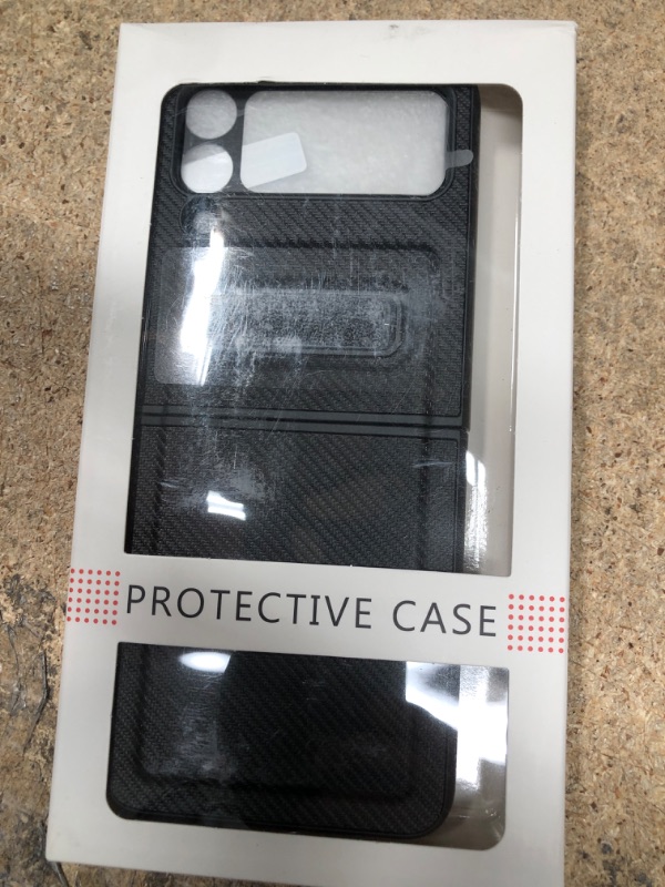 Photo 2 of BOBOM Galaxy Z Flip 4 Case, Samsung Z Flip 4 Case 5G with Hinge Protection & Kickstand Design, Built-in Camera Protector Protective Cover Phone Case for Z Flip 4 (2022), Carbon Fiber