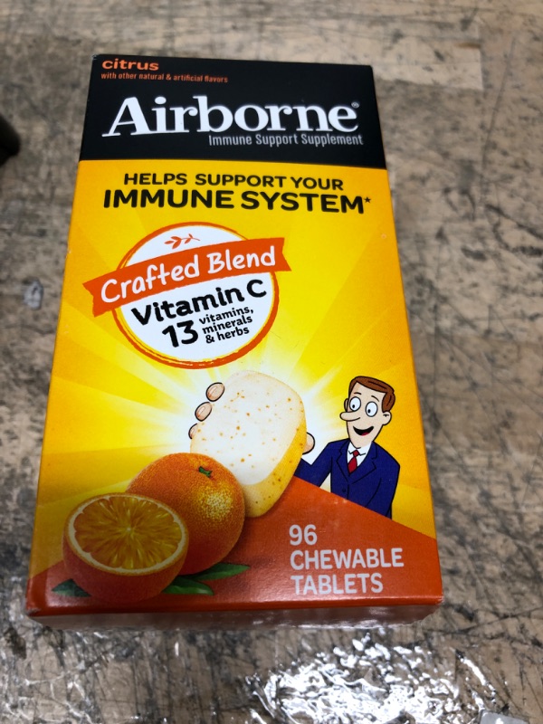 Photo 3 of *** EXP 11/2023 *** Airborne 1000mg Chewable Tablets with Zinc, Immune Support Supplement with Powerful Antioxidants Vitamins A C & E - 96 Tablets, Citrus Flavor Citrus 96 Count (Pack of 1)