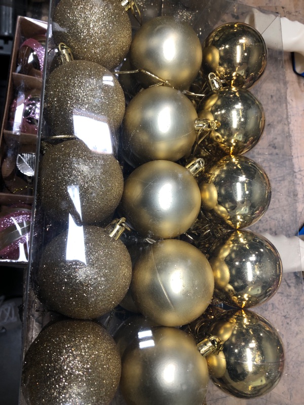 Photo 2 of 30PCS 2.36” Gold Christmas Balls Ornament for Xmas Tree, Golden Shatterproof Christmas Tree Decorations, Decorative Hanging Balls Ornaments Baubles, for Holiday Party Decor 2-golden 2.36”