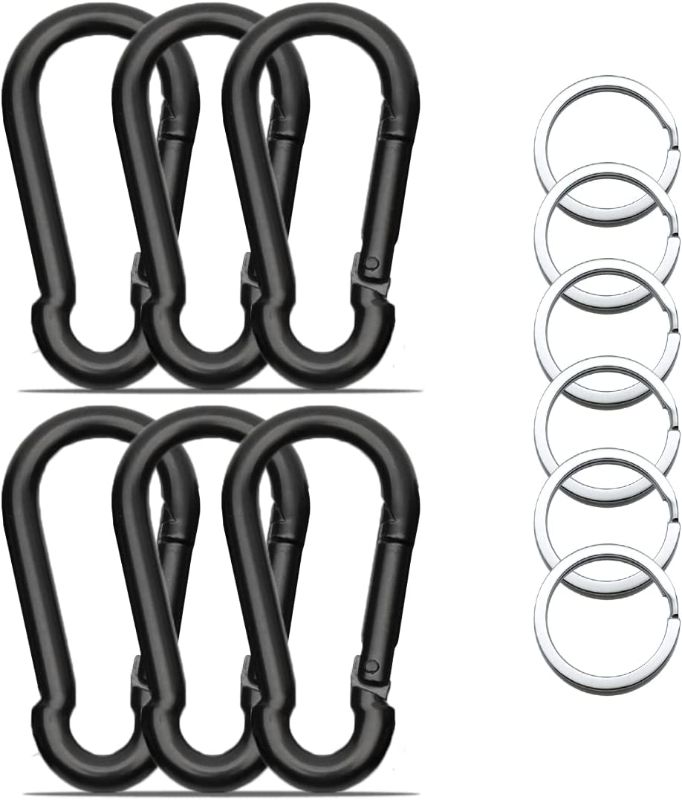 Photo 1 of ( PACK OF 3) 6 PCS Carabiner Clips,3.15 inches of Carabiner Heavy Duty,caribeener Clips, Black Carabiner Hooks,Suitable for Outdoor,Hiking,Dog Rope,Gym,Heavy Objects,etc

