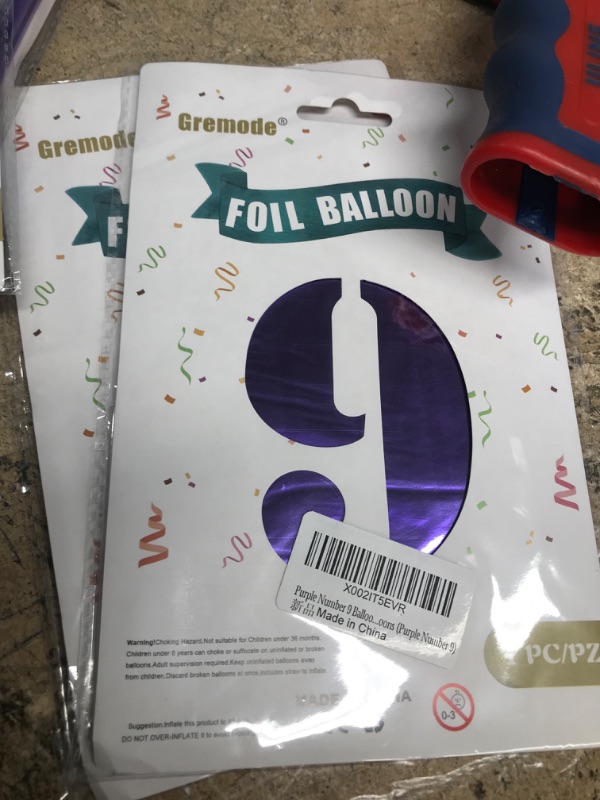 Photo 2 of (pack of 2) Purple 9 Balloons,40 Inch Birthday Foil Balloon Party Decorations Supplies Helium Mylar Digital Balloons (Purple Number 9)