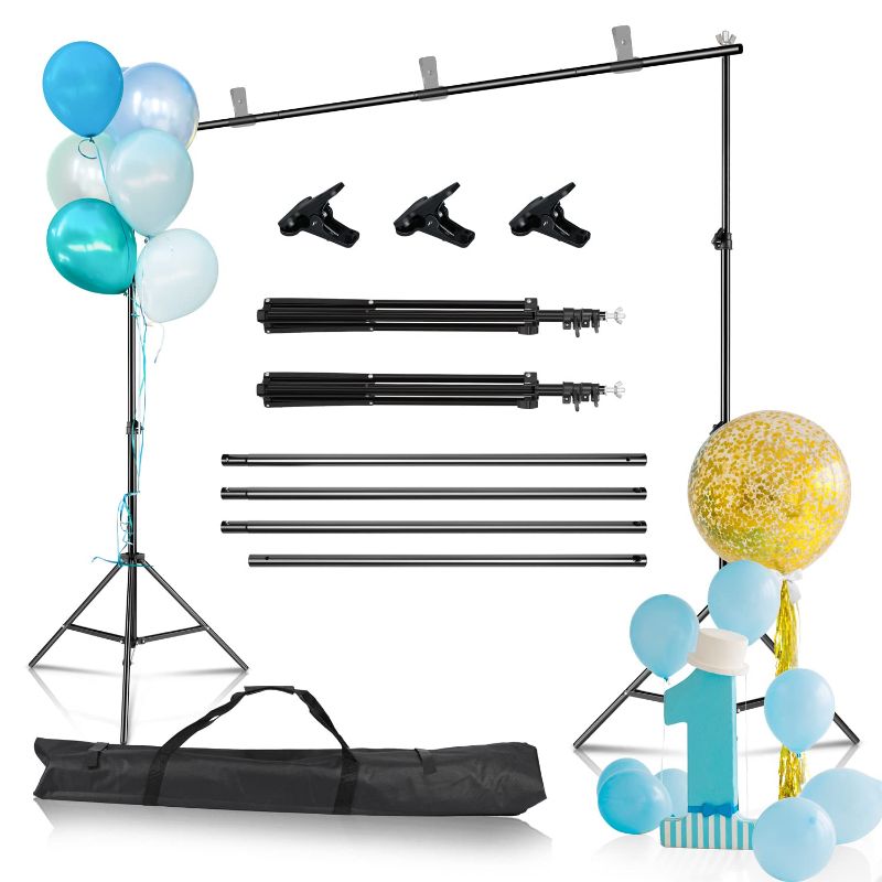 Photo 1 of Backdrop Stand 6.5x10ft/2Mx3M, Photo Video Studio Adjustable Background Stand for Parties, Wedding, Photography, Ad Display, Activity Decoration… 6.5x10 FT