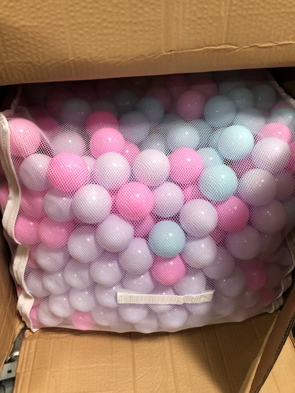 Photo 2 of Amazon Basics BPA Free Crush-Proof Plastic Ball Pit Balls with Storage Bag, Toddlers Kids 12+ Months, 6 Pastel Colors - Pack of 1000 6 Pastel Colors 1,000 Balls