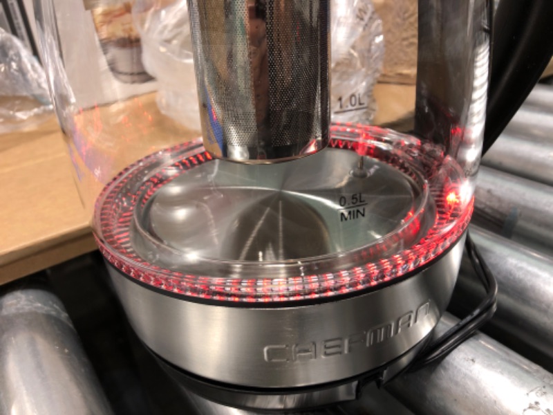 Photo 3 of ***TESTED/ TURNS ON*** Chefman Electric Kettle w/Temperature Control, Removable Tea Infuser, 5 Presets LED Indicator Lights, 360° Swivel Base, BPA Free, Stainless Steel, 1.8 Liters Temperature Control Stainless