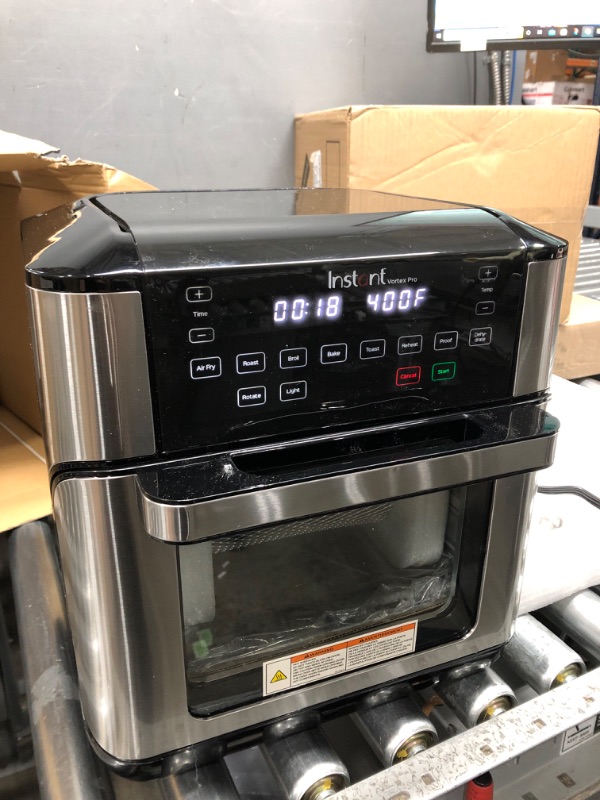 Photo 3 of ***TESTED/ TURNS ON*** Instant Vortex Pro Air Fryer, 10 Quart, 9-in-1 Rotisserie and Convection Oven, From the Makers of Instant Pot with EvenCrisp Technology, App With Over 100 Recipes, 1500W, Stainless Steel 10QT Vortex Pro