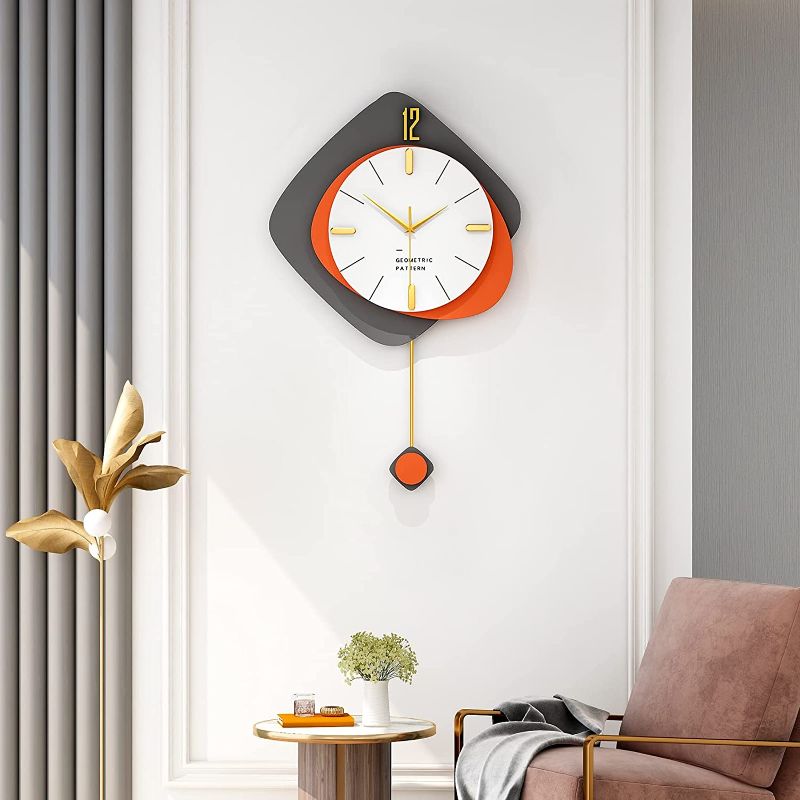 Photo 1 of *SEE NOTES*FLEBLE Modern Large Wall Clocks for Living Room Decor Wood Silent Decoration Wall Clock Pendulum Battery Operated Non-Ticking for Kitchen Bedroom Office Home 16 inch Clocks Wall Decor for Indoor House