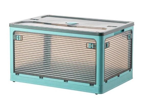 Photo 1 of **USED** Collapsible Plastic Storage Bins with Lids, Stackable Foldable Lidded Storage Box (large, Blue)