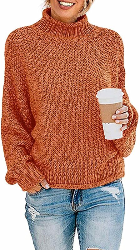 Photo 3 of Ashuai Womens Turtleneck Sweaters Casual Oversized Chunky Batwing Long Sleeve Pullover Loose Knitted Jumper Top SMALL

