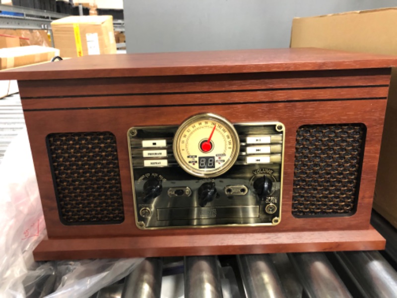 Photo 1 of Victrola Nostalgic 6-in-1 Bluetooth Record Player & Multimedia Center with Built-in Speakers - 3-Speed Turntable, CD & Cassette Player, FM Radio | Wireless Music Streaming | Mahogany
